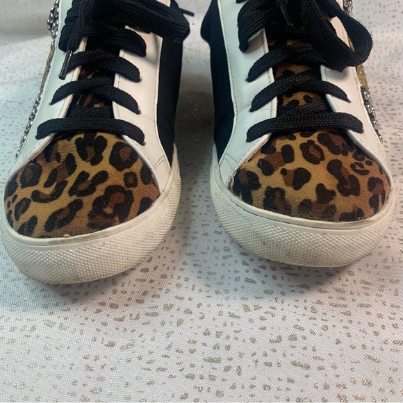 LEOPARD STUD Fashion Sneaker Faux Leather Suede - Picture 3 of 12